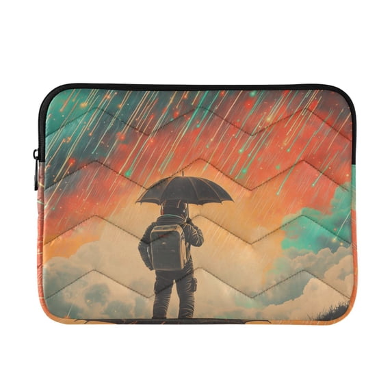 FORMRS 13-13.3 inch Laptop Sleeve Case Soft Carrying Quilted Computer Bag Cover, Astronaut in Rain