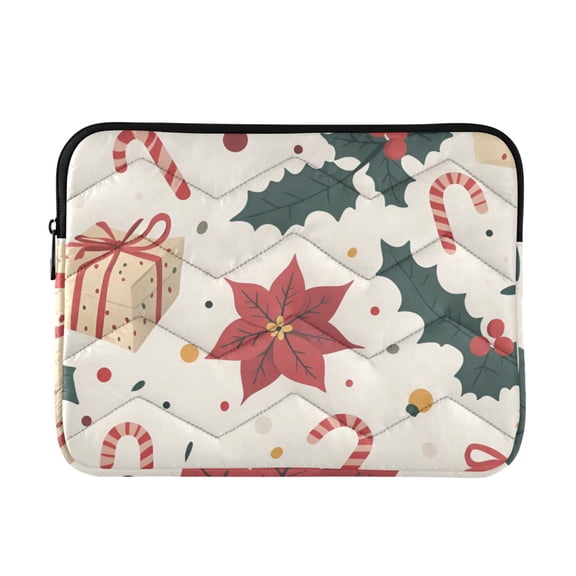 FORMRS 13-13.3 inch Laptop Sleeve Case Soft Carrying Quilted Computer Bag Cover, Beige Christmas Candy Canes