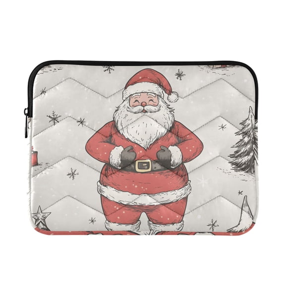 FORMRS 13-13.3 inch Laptop Sleeve Case Soft Carrying Quilted Computer Bag Cover, Beige Christmas Santa