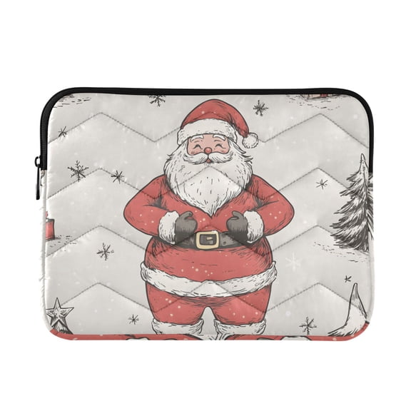 FORMRS 13-13.3 inch Laptop Sleeve Case Soft Carrying Quilted Computer Bag Cover, Beige Christmas Santa