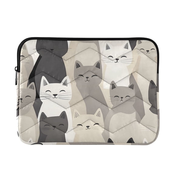 FORMRS 13-13.3 inch Laptop Sleeve Case Soft Carrying Quilted Computer Bag Cover, Beige Cute Cats