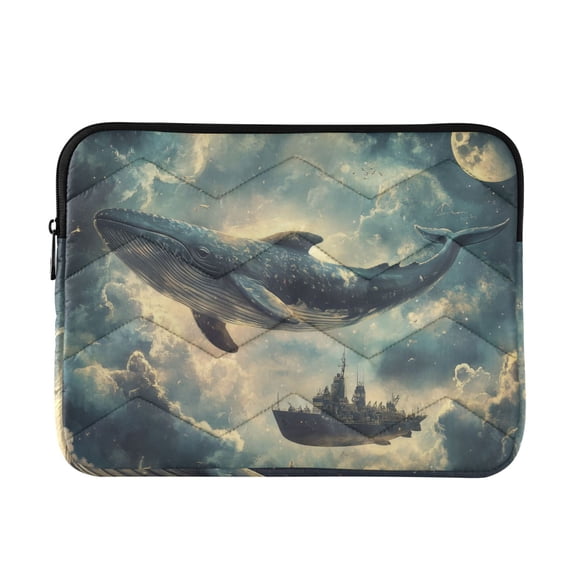FORMRS 13"-13.3" Laptop Sleeve Protective Case Soft Carrying Quilted Computer Bag Cover, Beige Floating Whale