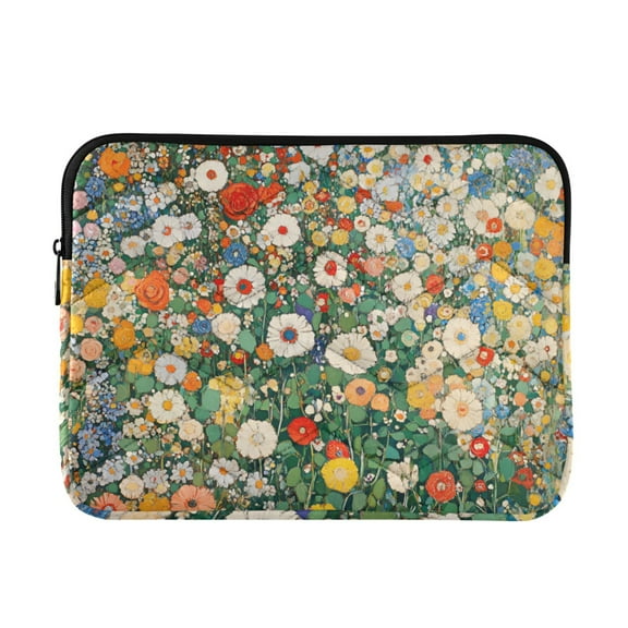 FORMRS 13-13.3 inch Laptop Sleeve Case Soft Carrying Quilted Computer Bag Cover, Beige Floral Garden