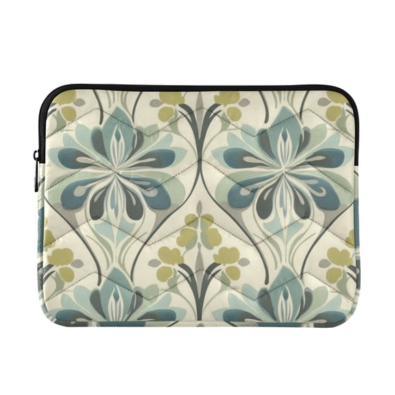 FORMRS 13"-13.3" Laptop Sleeve Protective Case Soft Carrying Quilted Computer Bag Cover, Beige Floral Pattern