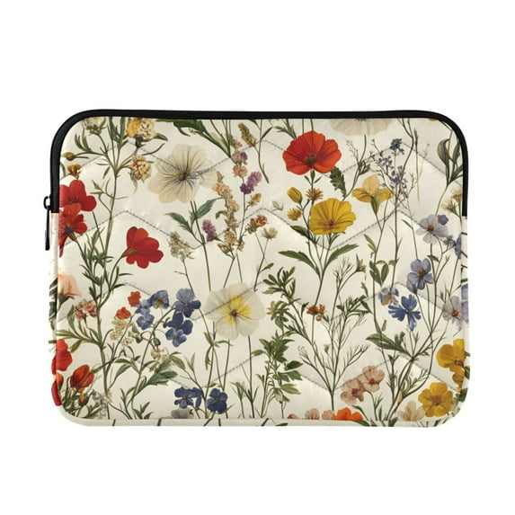 FORMRS 13-13.3 inch Laptop Sleeve Case Soft Carrying Quilted Computer Bag Cover, Beige Floral