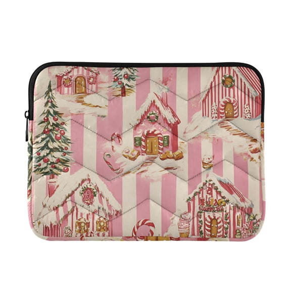 FORMRS 13-13.3 inch Laptop Sleeve Case Soft Carrying Quilted Computer Bag Cover, Beige Gingerbread Houses