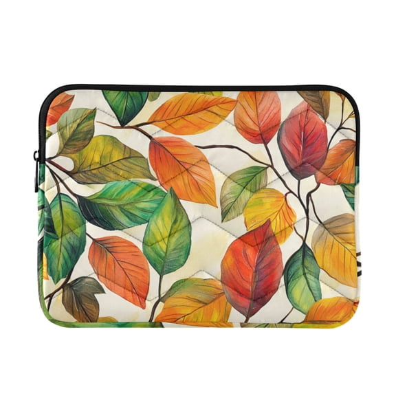 FORMRS 13-13.3 inch Laptop Sleeve Case Soft Carrying Quilted Computer Bag Cover, Beige Leaves