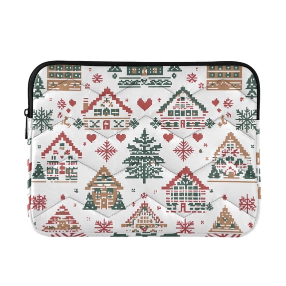 FORMRS 13-13.3 inch Laptop Sleeve Case Soft Carrying Quilted Computer Bag Cover, Beige Nordic Christmas House