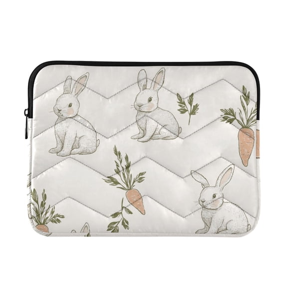 FORMRS 13"-13.3" Laptop Sleeve Protective Case Soft Carrying Quilted Computer Bag Cover, Beige Rabbits and Carrots