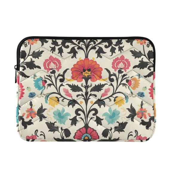FORMRS 13-13.3 inch Laptop Sleeve Case Soft Carrying Quilted Computer Bag Cover, Beige Red Floral