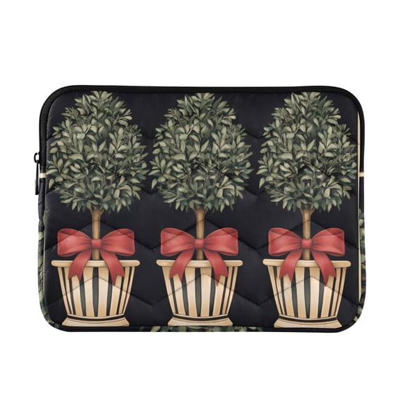 FORMRS 13-13.3 inch Laptop Sleeve Case Soft Carrying Quilted Computer Bag Cover, Beige Striped Trees