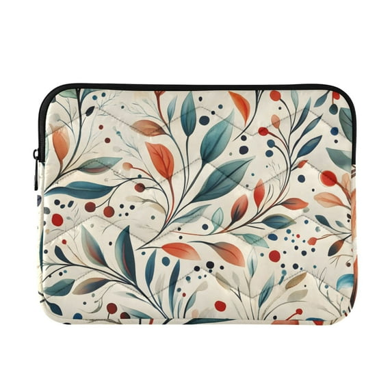FORMRS 13"-13.3" Laptop Sleeve Protective Case Soft Carrying Quilted Computer Bag Cover, Beige Whimsical Leaves