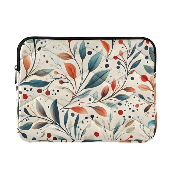 FORMRS 13-13.3 inch Laptop Sleeve Case Soft Carrying Quilted Computer Bag Cover, Beige Whimsical Leaves
