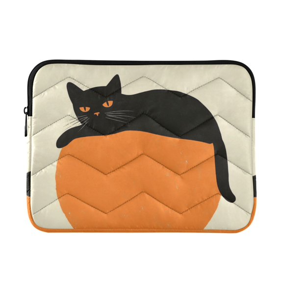 FORMRS 13"-13.3" Laptop Sleeve Protective Case Soft Carrying Quilted Computer Bag Cover, Black Cat Orange Ball