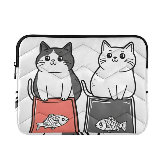 FORMRS 13"-13.3" Laptop Sleeve Protective Case Soft Carrying Quilted Computer Bag Cover, Black Chubby Cat