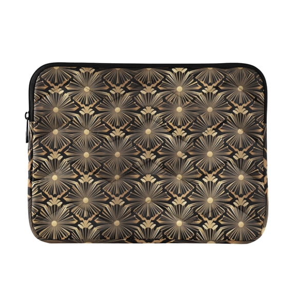FORMRS 13-13.3 inch Laptop Sleeve Case Soft Carrying Quilted Computer Bag Cover, Black Floral Pattern