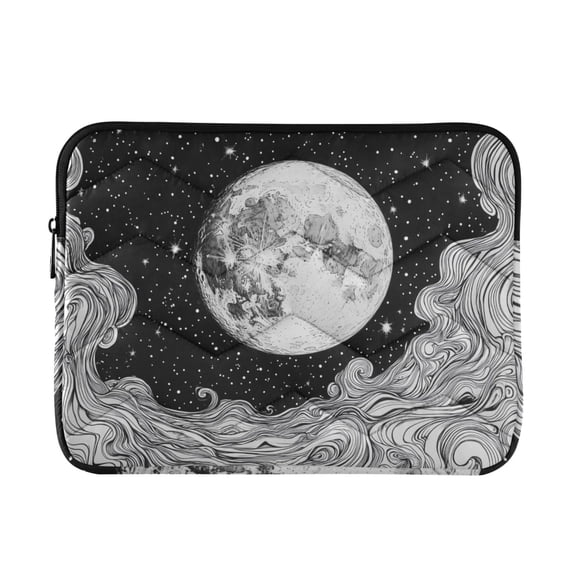 FORMRS 13"-13.3" Laptop Sleeve Protective Case Soft Carrying Quilted Computer Bag Cover, Black Moon