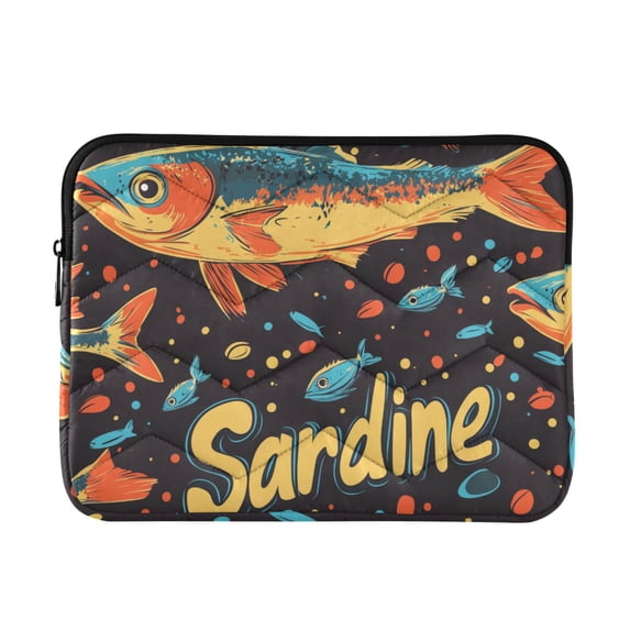 FORMRS 13"-13.3" Laptop Sleeve Protective Case Soft Carrying Quilted Computer Bag Cover, Black Sardines Pattern