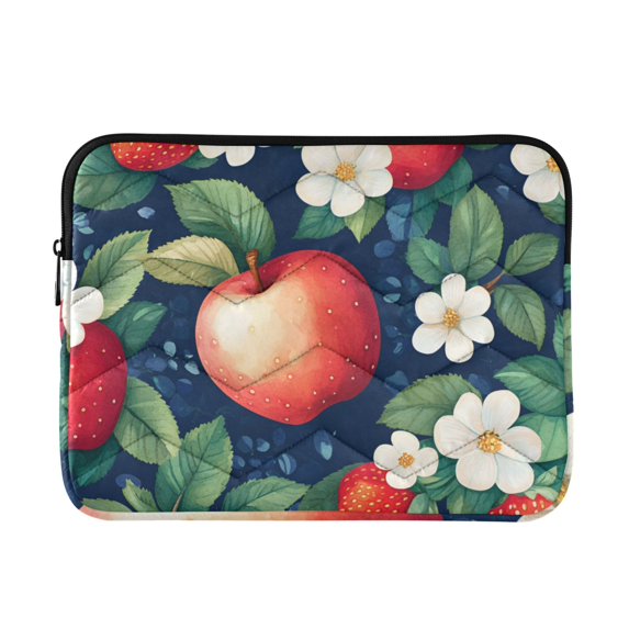 FORMRS 13"-13.3" Laptop Sleeve Protective Case Soft Carrying Quilted Computer Bag Cover, Blue Apple Pattern