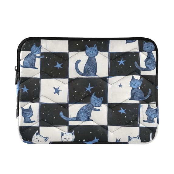 FORMRS 13-13.3 inch Laptop Sleeve Case Soft Carrying Quilted Computer Bag Cover, Blue Cat Stars