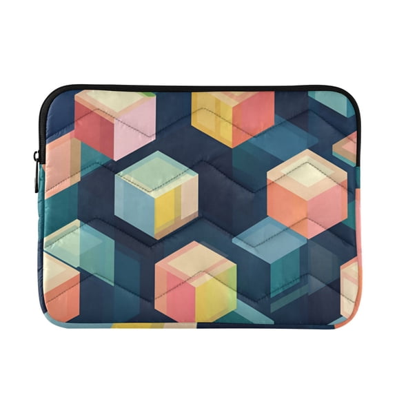 FORMRS 13-13.3 inch Laptop Sleeve Case Soft Carrying Quilted Computer Bag Cover, Blue Cubes