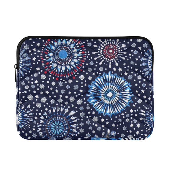 FORMRS 13-13.3 inch Laptop Sleeve Case Soft Carrying Quilted Computer Bag Cover, Blue Fireworks Pattern