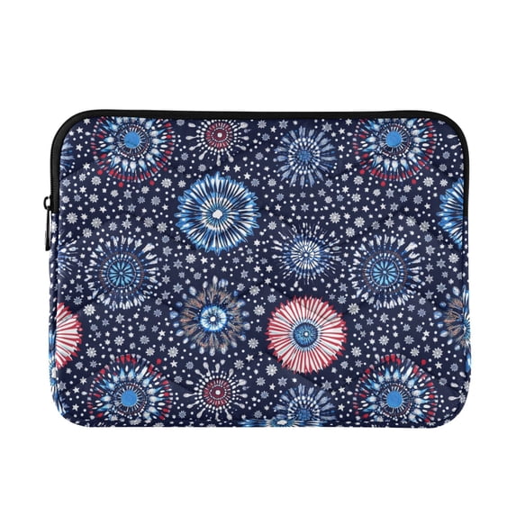 FORMRS 13-13.3 inch Laptop Sleeve Case Soft Carrying Quilted Computer Bag Cover, Blue Fireworks Pattern