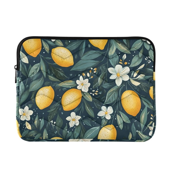 FORMRS 13-13.3 inch Laptop Sleeve Case Soft Carrying Quilted Computer Bag Cover, Blue Floral Lemons
