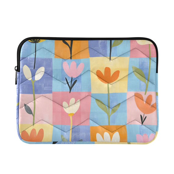 FORMRS 13"-13.3" Laptop Sleeve Protective Case Soft Carrying Quilted Computer Bag Cover, Blue Flowers