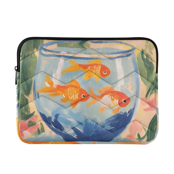 FORMRS 13-13.3 inch Laptop Sleeve Case Soft Carrying Quilted Computer Bag Cover, Blue Goldfish Bowl
