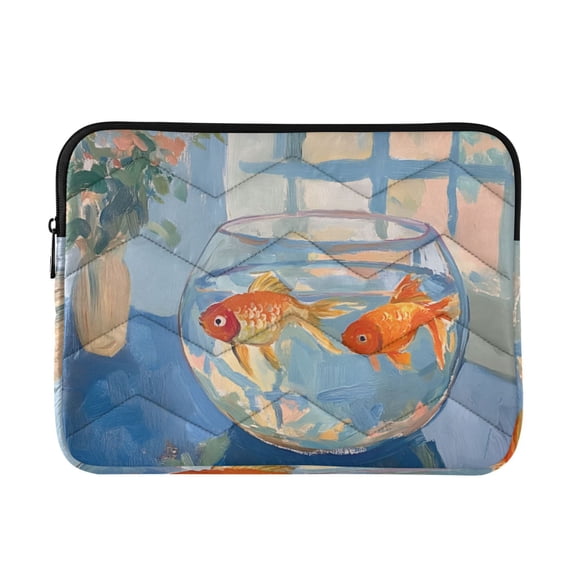 FORMRS 13"-13.3" Laptop Sleeve Protective Case Soft Carrying Quilted Computer Bag Cover, Blue Goldfish