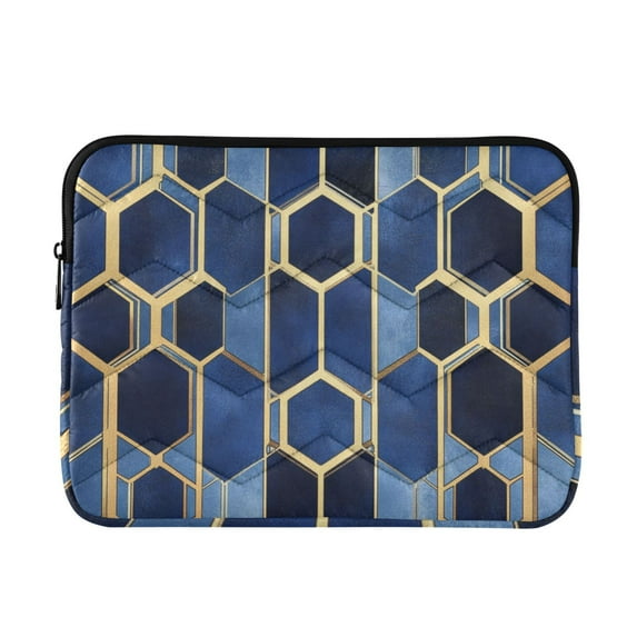 FORMRS 13-13.3 inch Laptop Sleeve Case Soft Carrying Quilted Computer Bag Cover, Blue Hexagon Pattern