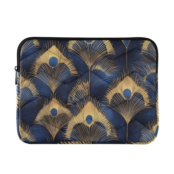 FORMRS 13-13.3 inch Laptop Sleeve Case Soft Carrying Quilted Computer Bag Cover, Blue Peacock Feathers Pattern