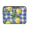 thumbnail image 1 of FORMRS 13-13.3 inch Laptop Sleeve Case Soft Carrying Quilted Computer Bag Cover, Blue Plaid Lemon, 1 of 7