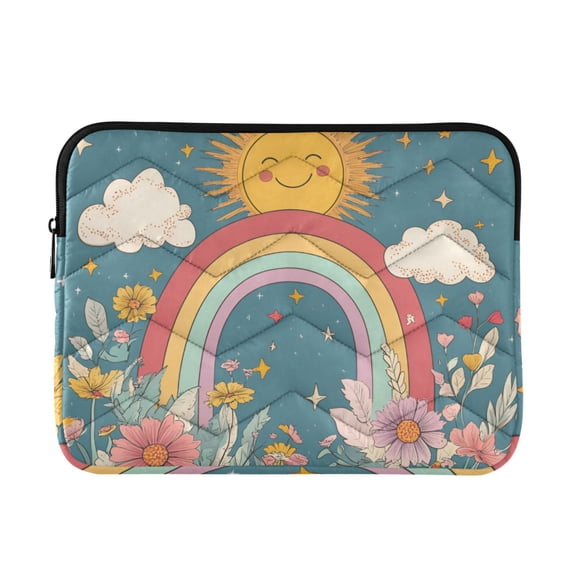 FORMRS 13-13.3 inch Laptop Sleeve Case Soft Carrying Quilted Computer Bag Cover, Blue Rainbow