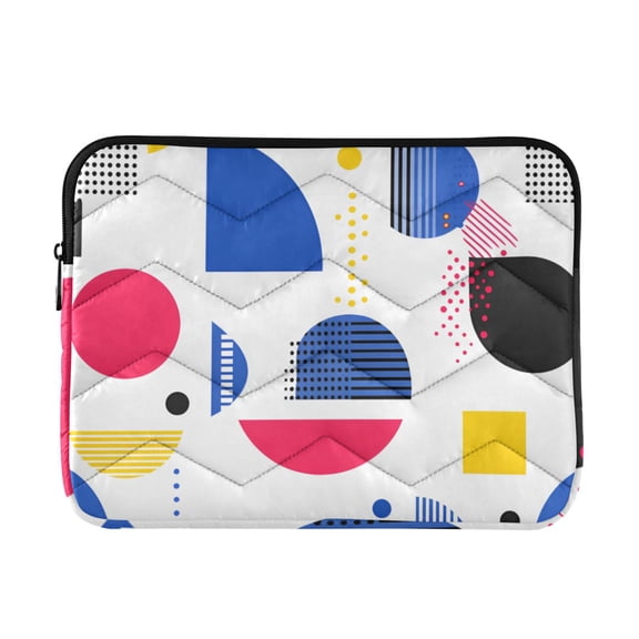 FORMRS 13-13.3 inch Laptop Sleeve Case Soft Carrying Quilted Computer Bag Cover, Blue Retro Shapes