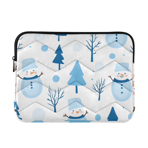 FORMRS 13"-13.3" Laptop Sleeve Protective Case Soft Carrying Quilted Computer Bag Cover, Blue Simple Cartoon Snowmen