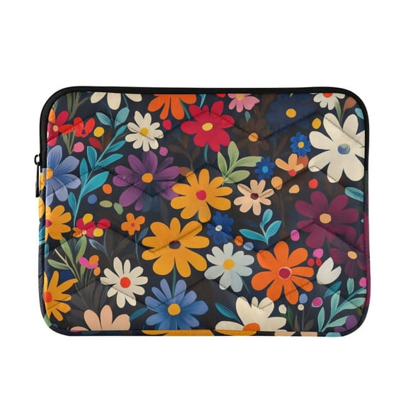 FORMRS 13-13.3 inch Laptop Sleeve Case Soft Carrying Quilted Computer Bag Cover, Bright Colorful Flowers Pattern