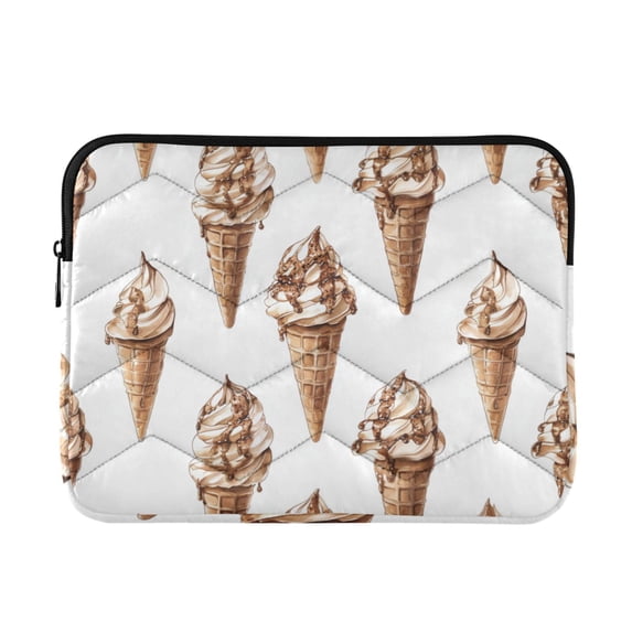 FORMRS 13-13.3 inch Laptop Sleeve Case Soft Carrying Quilted Computer Bag Cover, Brown Ice Cream Pattern
