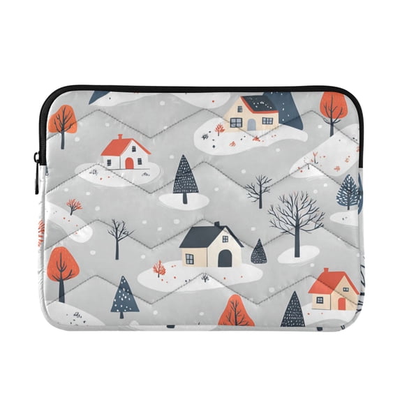 FORMRS 13"-13.3" Laptop Sleeve Protective Case Soft Carrying Quilted Computer Bag Cover, Cartoon Blue Houses