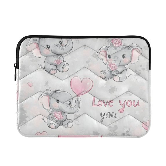 FORMRS 13"-13.3" Laptop Sleeve Protective Case Soft Carrying Quilted Computer Bag Cover, Cartoon Elephant