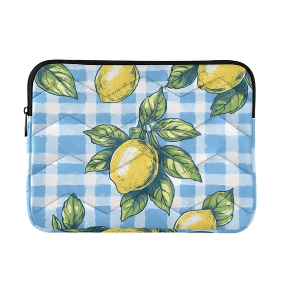 FORMRS 13-13.3 inch Laptop Sleeve Case Soft Carrying Quilted Computer Bag Cover, Cartoon Plaid Lemon