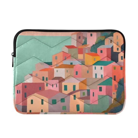 FORMRS 13-13.3 inch Laptop Sleeve Case Soft Carrying Quilted Computer Bag Cover, Cityscape Painting