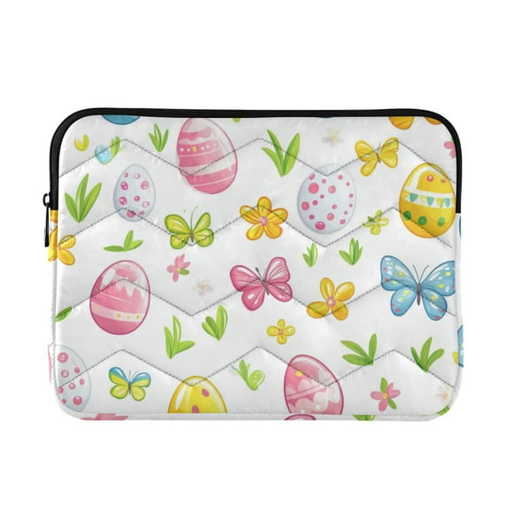 FORMRS 13"-13.3" Laptop Sleeve Protective Case Soft Carrying Quilted Computer Bag Cover, Colorful Easter Eggs