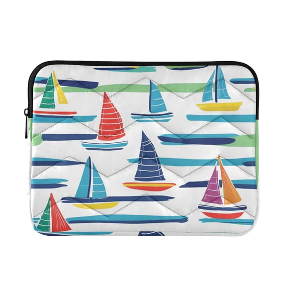 FORMRS 13"-13.3" Laptop Sleeve Protective Case Soft Carrying Quilted Computer Bag Cover, Colorful Sailboats