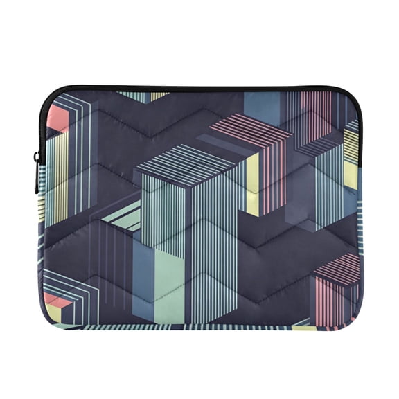 FORMRS 13-13.3 inch Laptop Sleeve Case Soft Carrying Quilted Computer Bag Cover, Cube Stripes