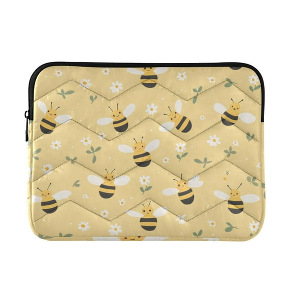 FORMRS 13-13.3 inch Laptop Sleeve Case Soft Carrying Quilted Computer Bag Cover, Cute Bee Pattern
