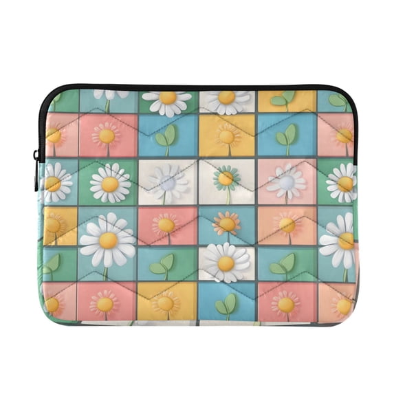 FORMRS 13"-13.3" Laptop Sleeve Protective Case Soft Carrying Quilted Computer Bag Cover, Daisy Mosaic
