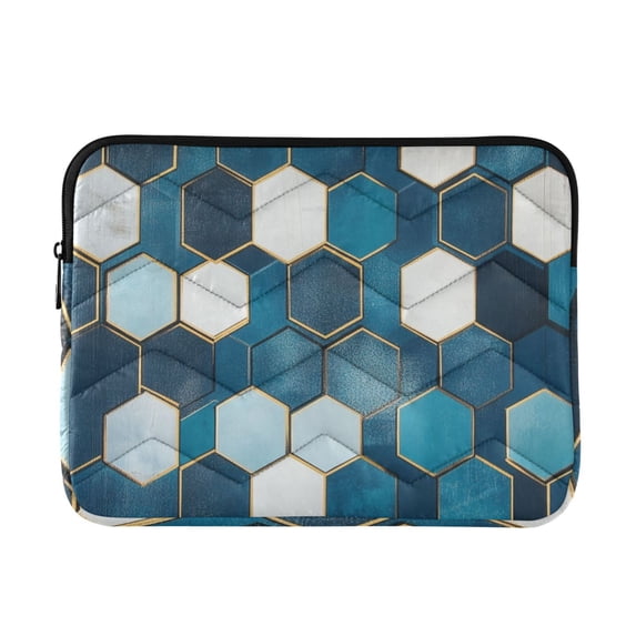FORMRS 13"-13.3" Laptop Sleeve Protective Case Soft Carrying Quilted Computer Bag Cover, Dark Blue Hexagon Patterns