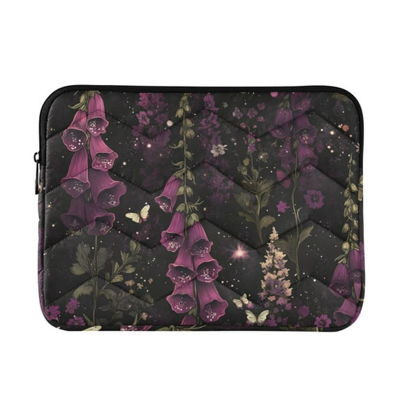 FORMRS 13-13.3 inch Laptop Sleeve Case Soft Carrying Quilted Computer Bag Cover, Dark Purple Floral Pattern